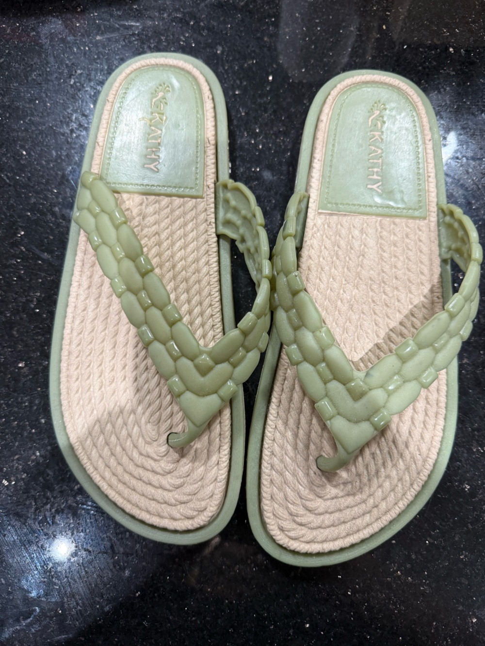 KATHY | Olive Green Braided Flip Flop Sandals